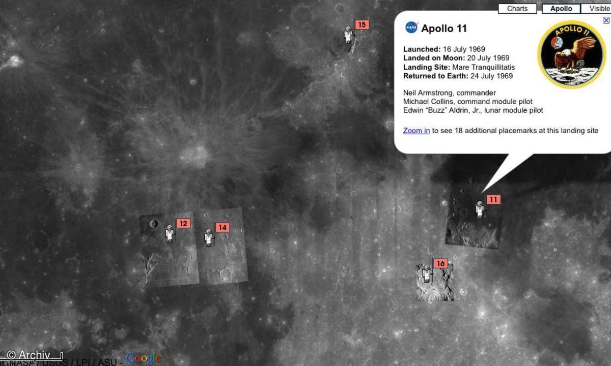 Coole Sites: Mond und Weltraum