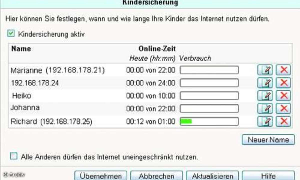 Zeitlimits für Kinder einrichten