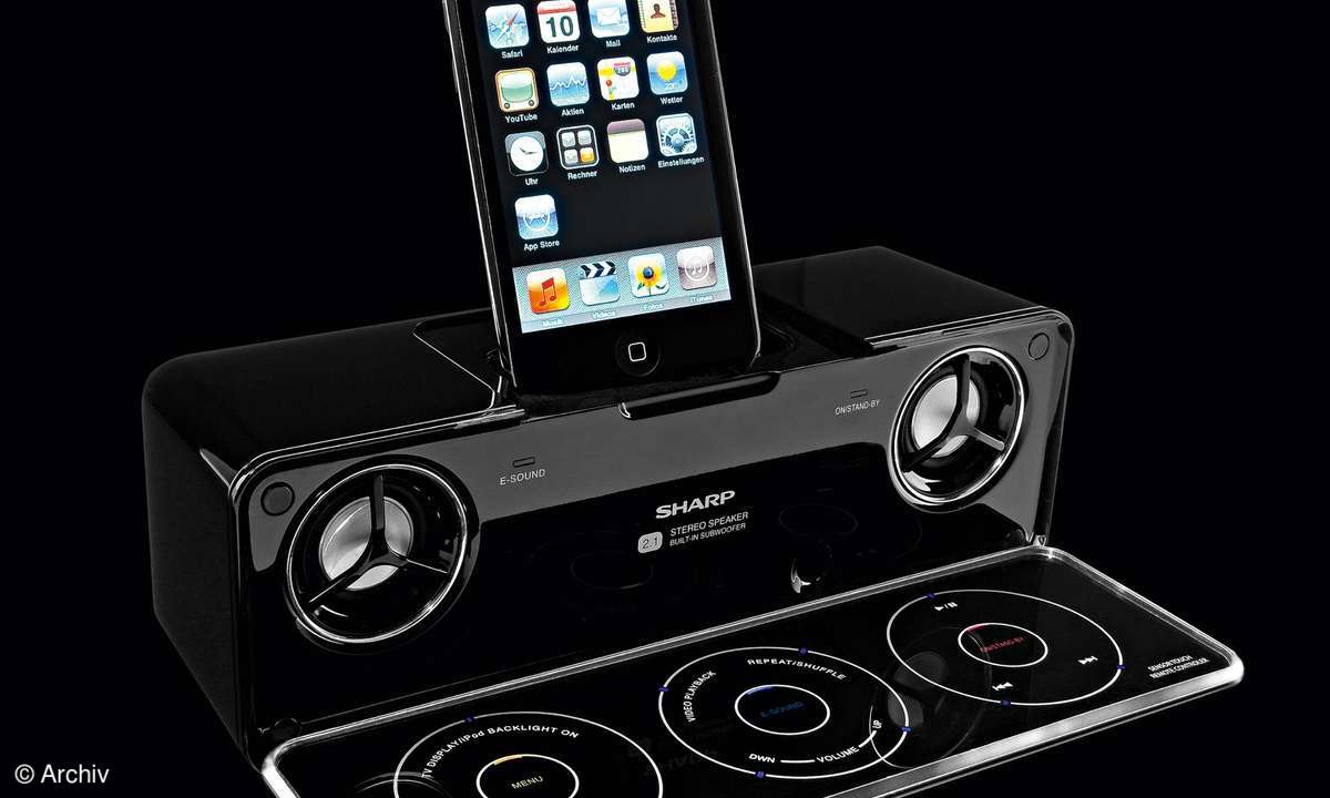 Sharp DK-AP8: Dockingstation für Apples iPod und iPhone mit Freisprecheinrichtung und Touchpanel