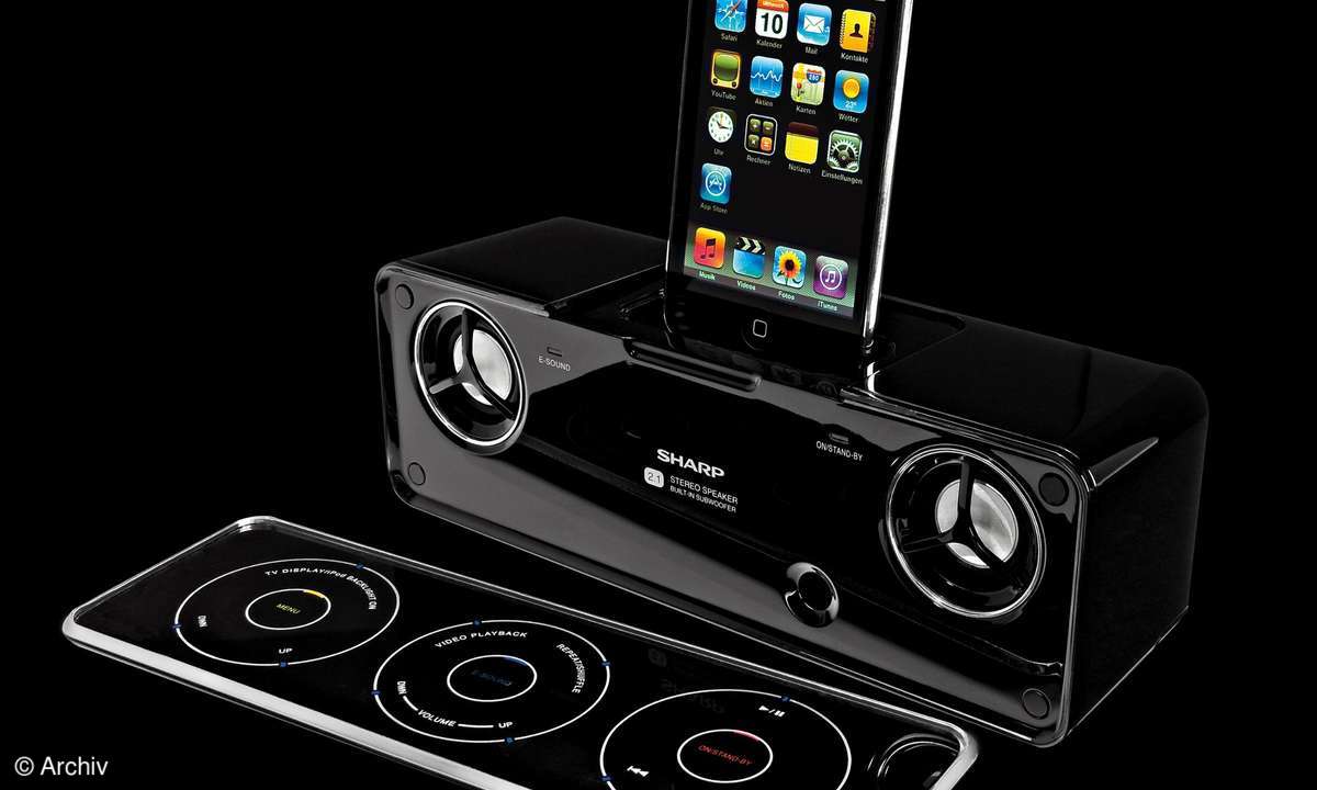 Sharp DK-AP8: Dockingstation für Apples iPod und iPhone mit Freisprecheinrichtung und Touchpanel