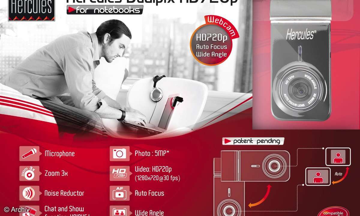 Hercules Dualpix HD720p: HD-Webcam mit 720p für Notebooks