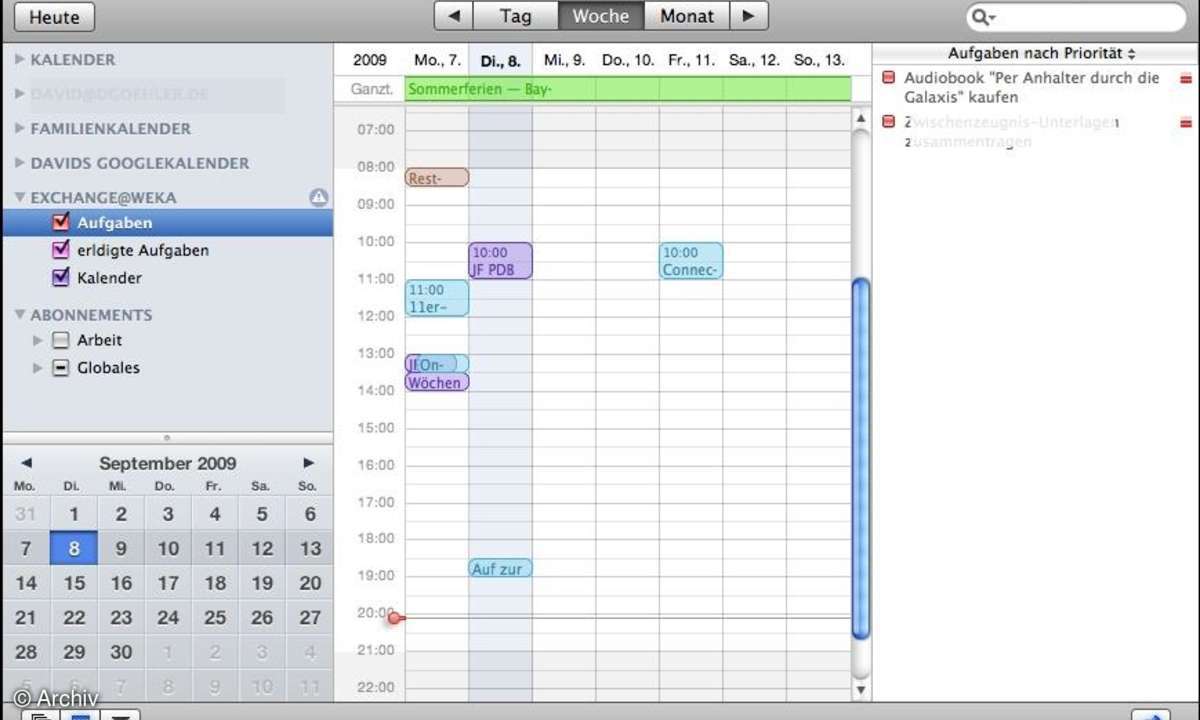 Screenshot Mac OS X 10.6 Kalender Exchange