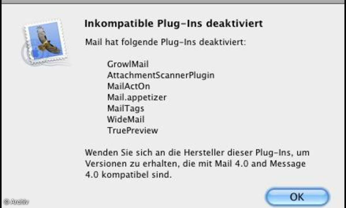 Screenshots: Mac OSX 10.6 Plug-in-Fehlermeldung