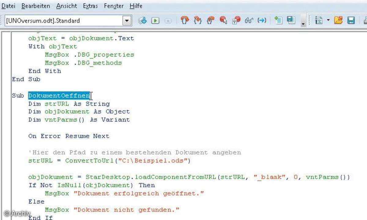 Grundlagen der Makroentwicklung in Openoffice