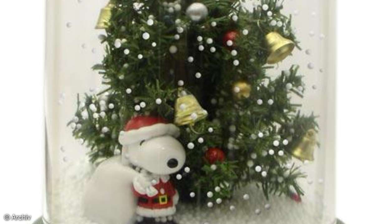 USB-Schneekugel mit Snoopy als Weihnachtsmann