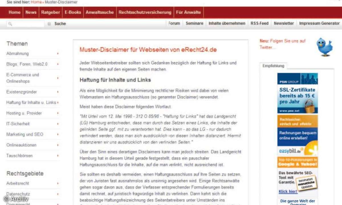 Nachrichten für Ihre Website