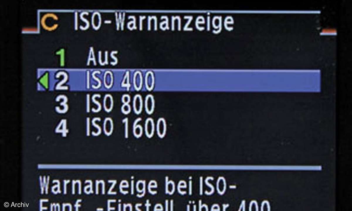 Menü ISO-Warnanzeige