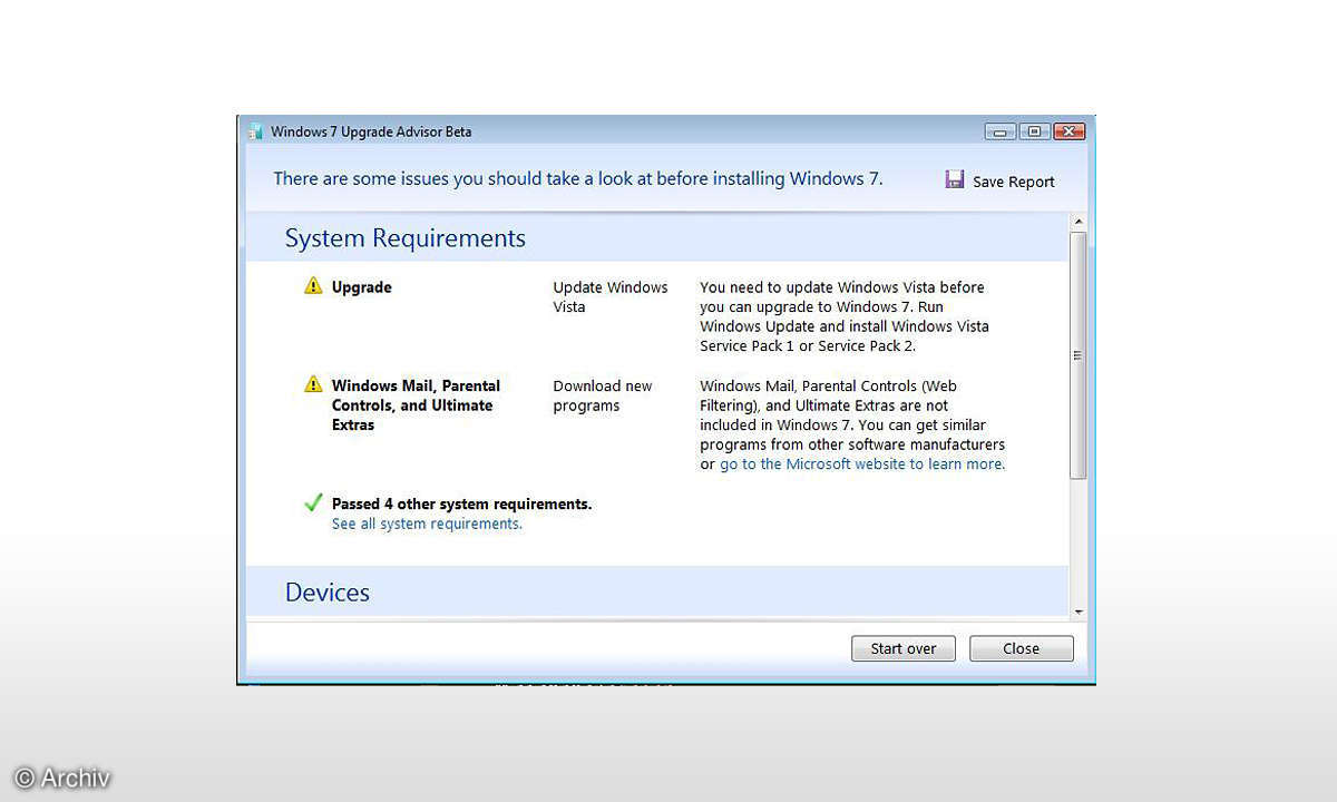 Microsoft Windows 7 Upgrade Advisor