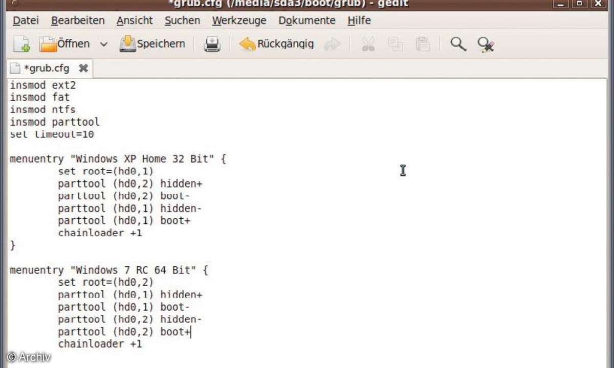Dreimal Windows dank Bootmanager Grub 2