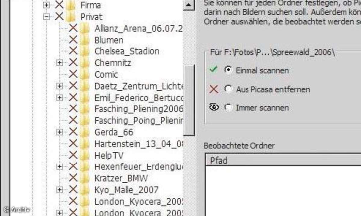 Picasa Oberfläche