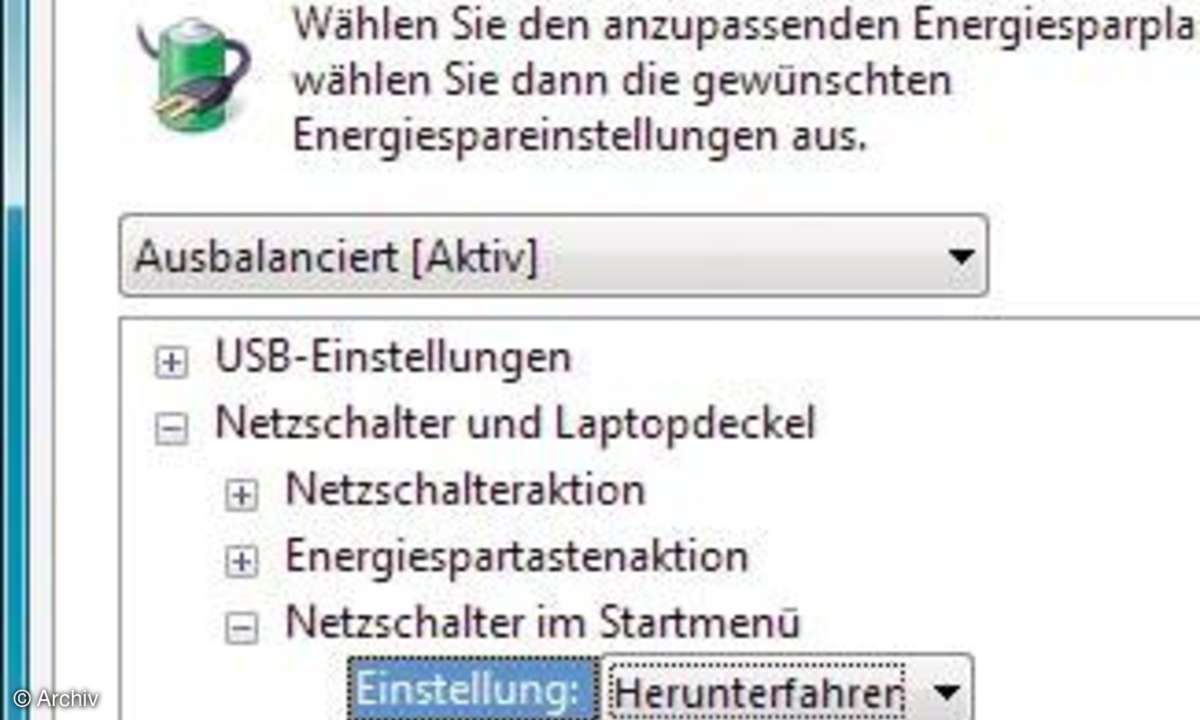 Vista-Ärger: Energieoptionen