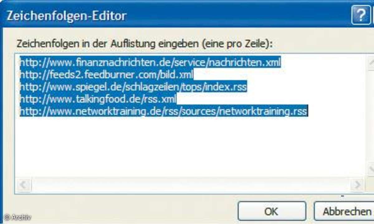 Bildschirmschoner mit Rss-reader-Webanbindung