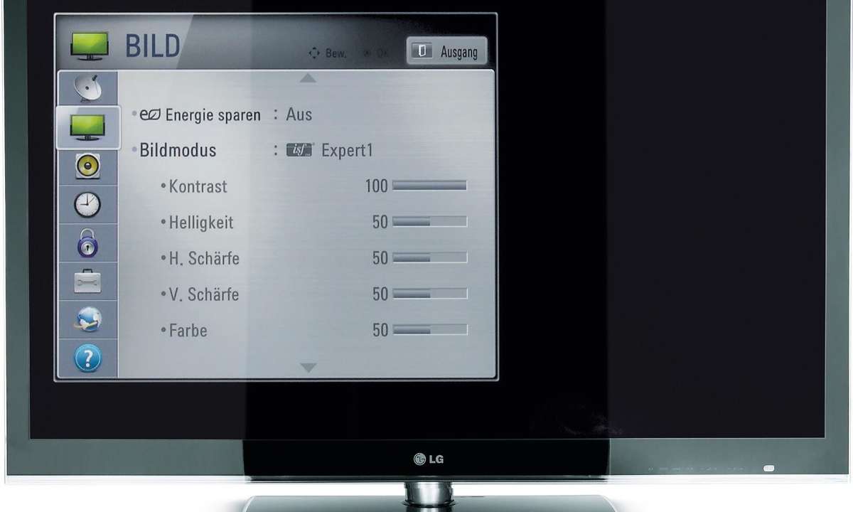 Fernseher mit Einstellungsbildschirm