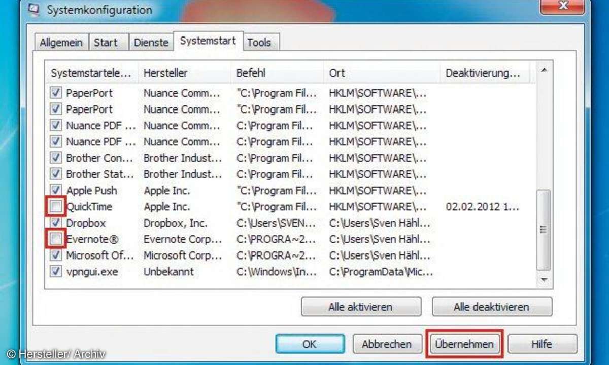 Windows 7 Systemkonfiguration