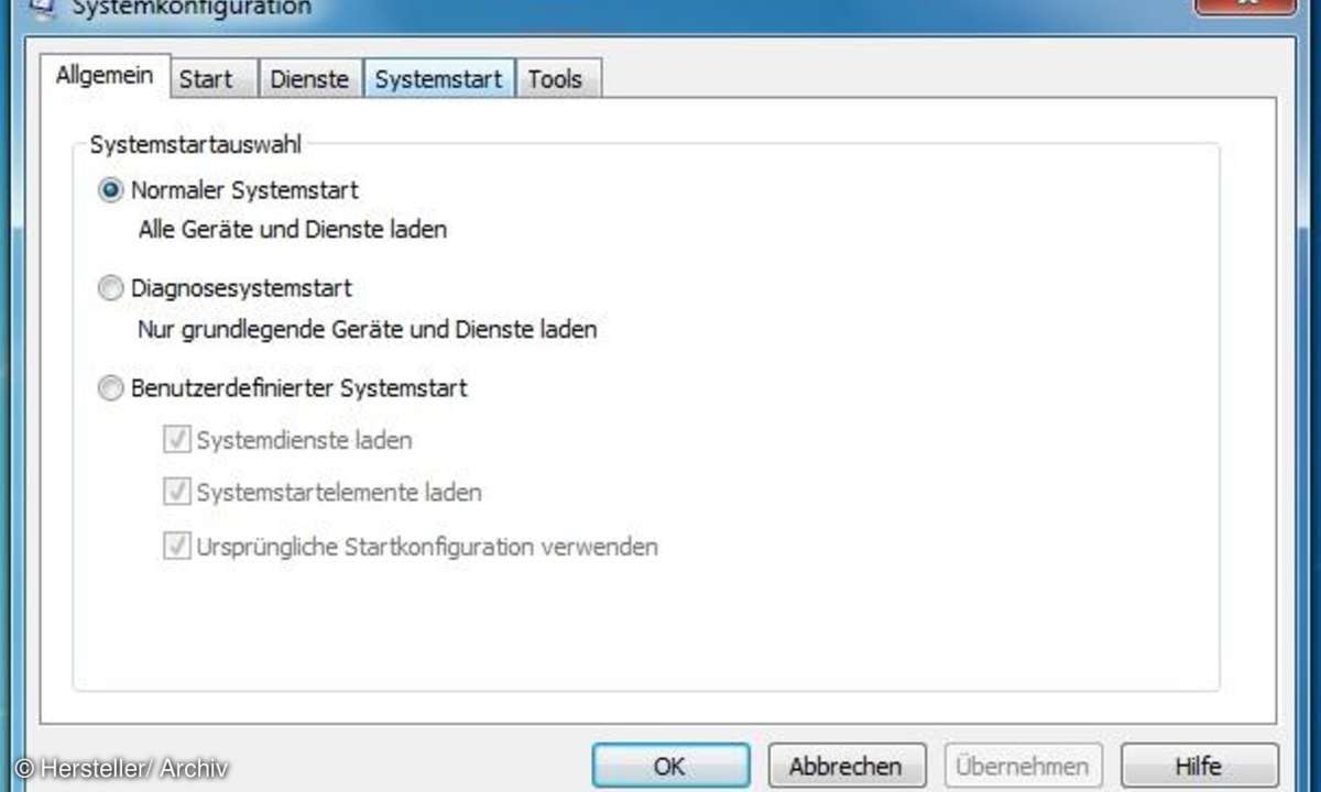 Windows 7 Systemkonfiguration
