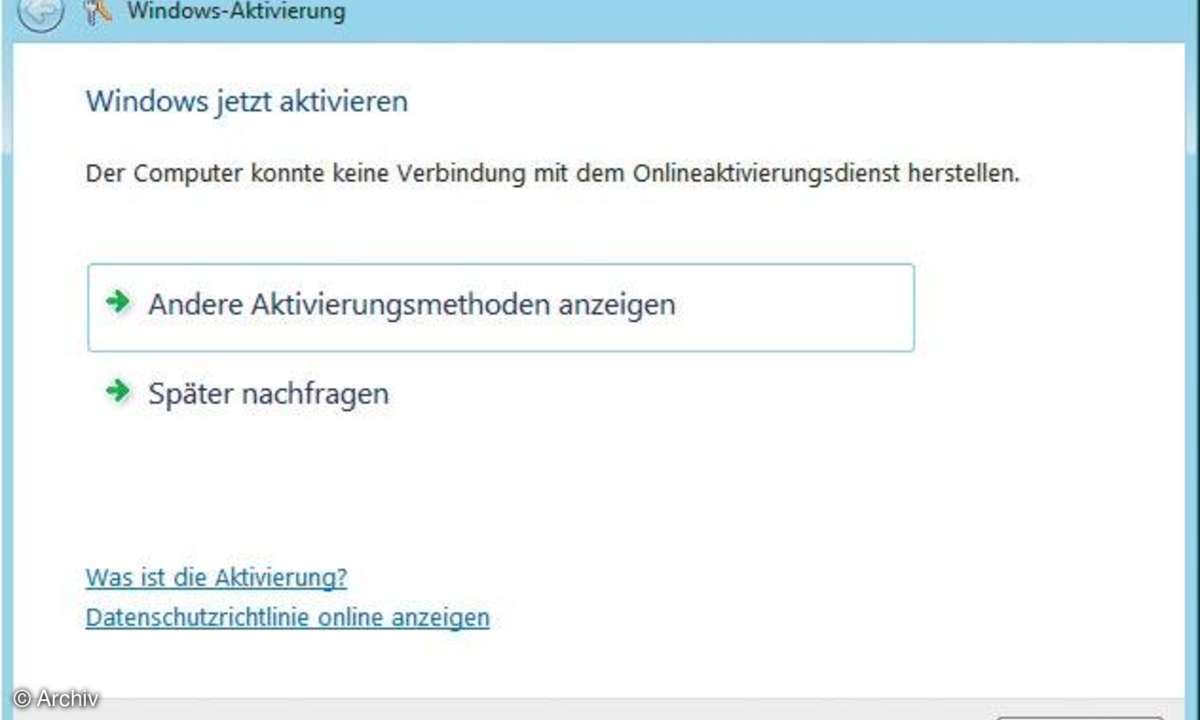 Windows Vista: Aktivierung nach Hardwaretausch