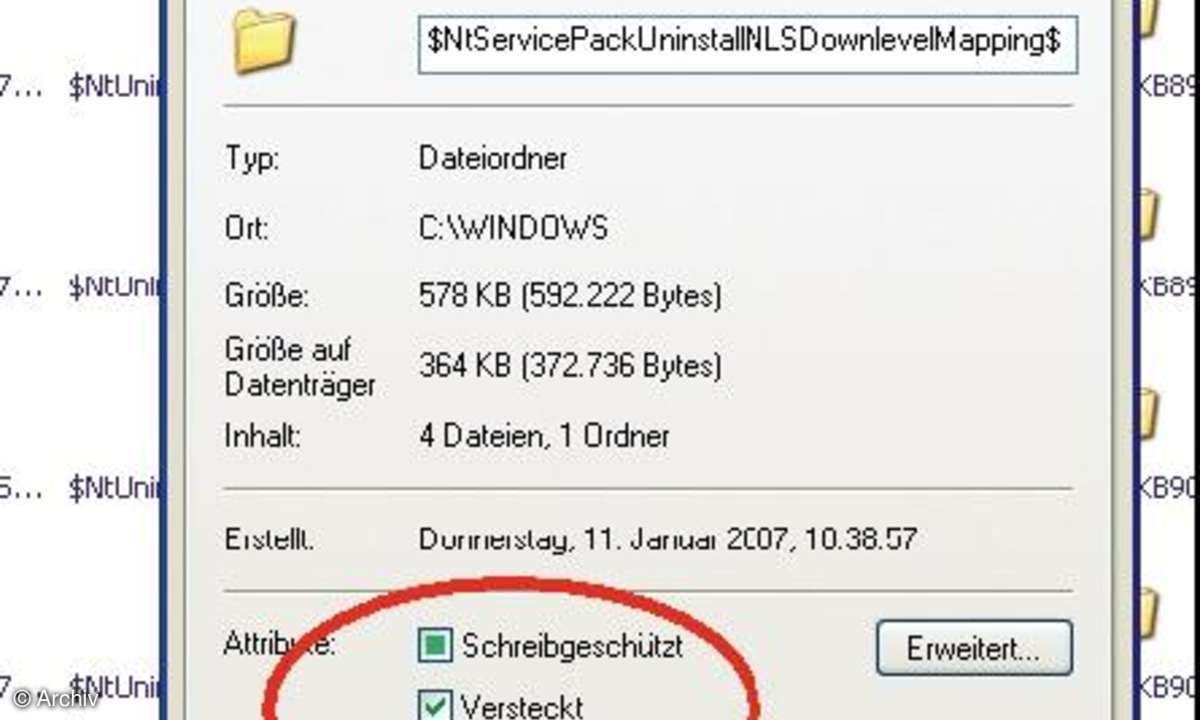 XP-Labyrinth: versteckte Ordner