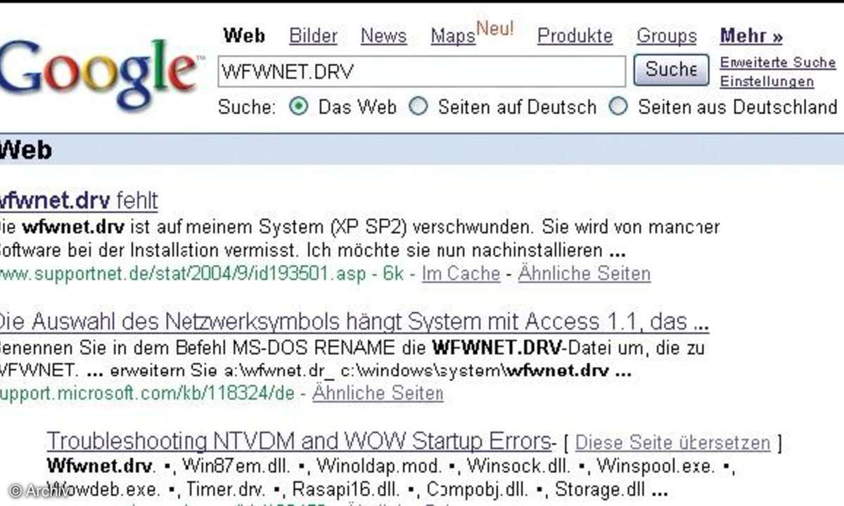 XP-Labyrinth: System-Dateien