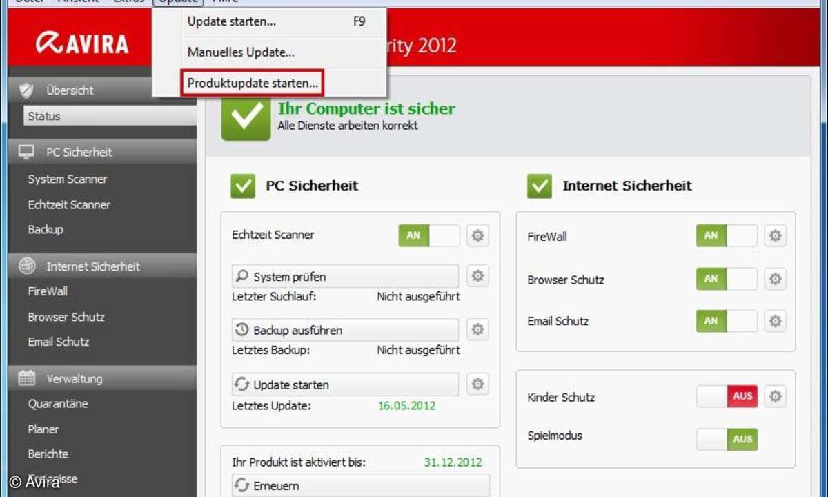 Avira Antivir manuelles Update