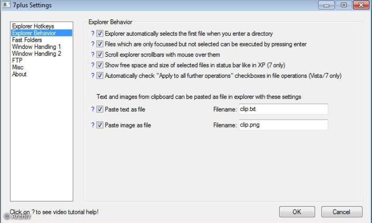 7plus: Zusatzfunktionen für Windows
