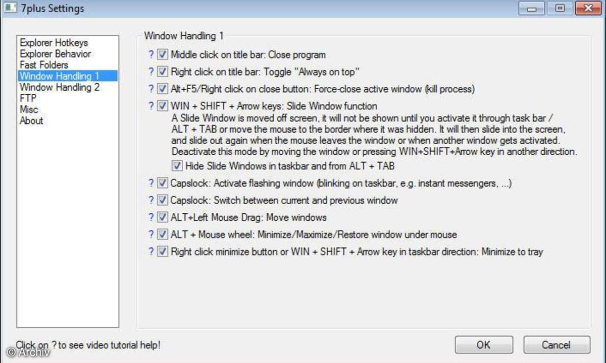 7plus: Zusatzfunktionen für Windows