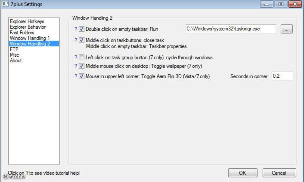 7plus: Zusatzfunktionen für Windows