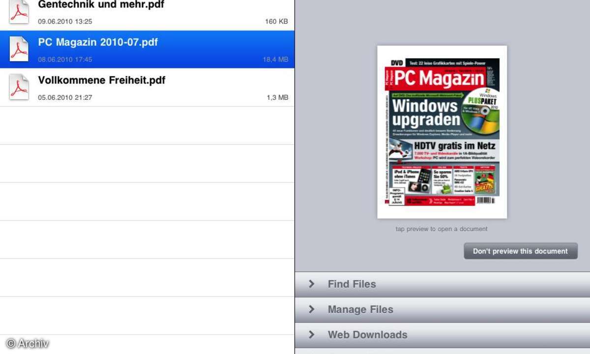 Apple iPad GoodReader App