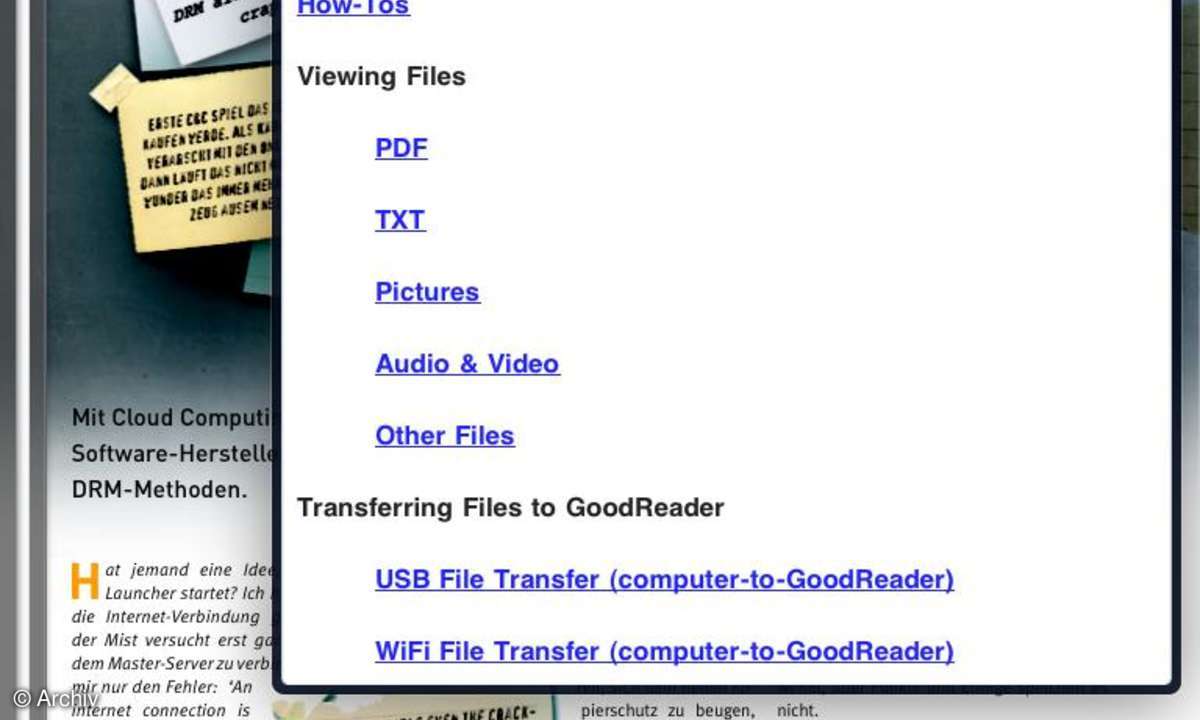 Apple iPad GoodReader App