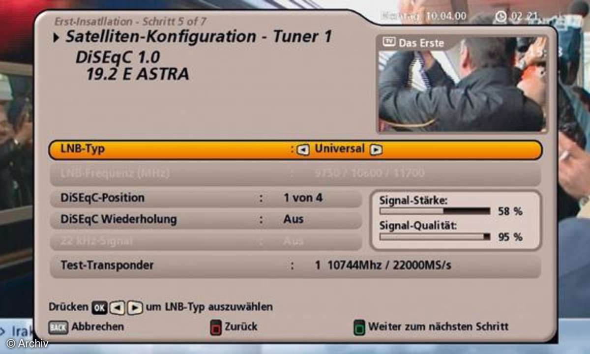 Satelliten Konfiguration