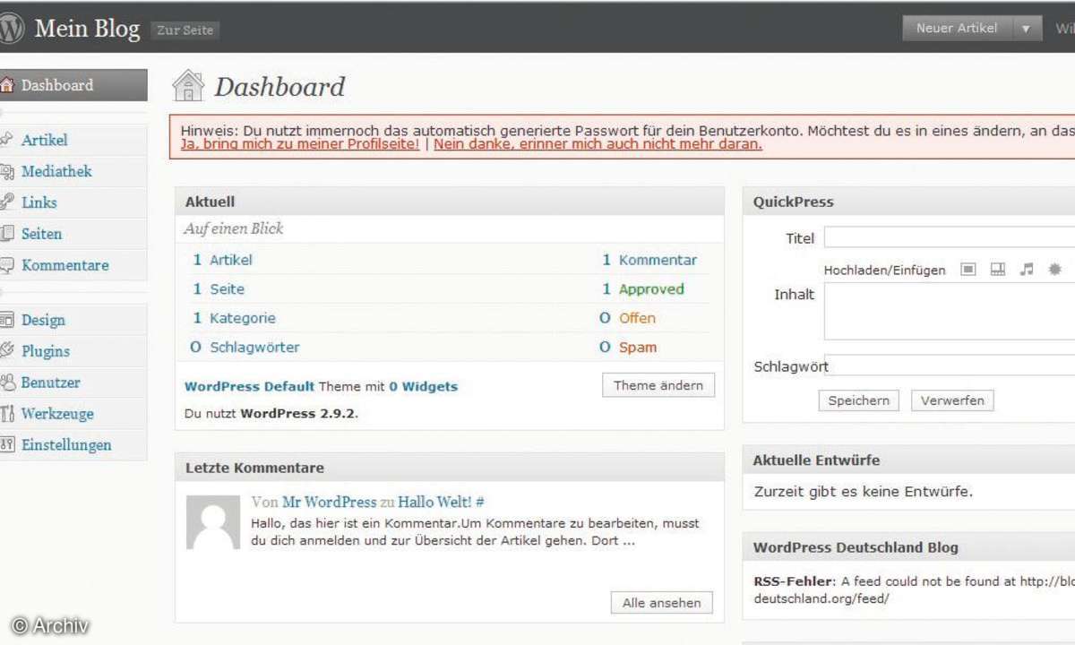 Die Wordpress-Installation in Bildern
