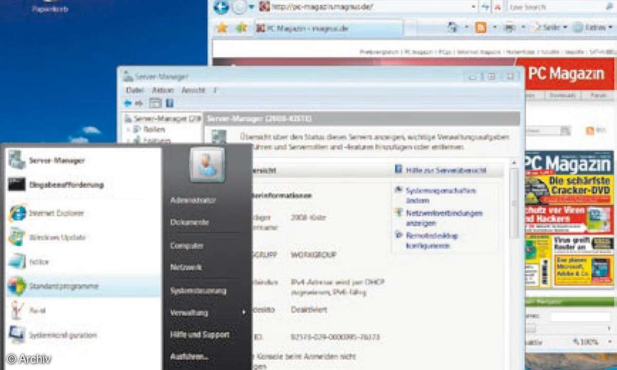 Software Windows Server 2008: Server 2008 als Desktop-System