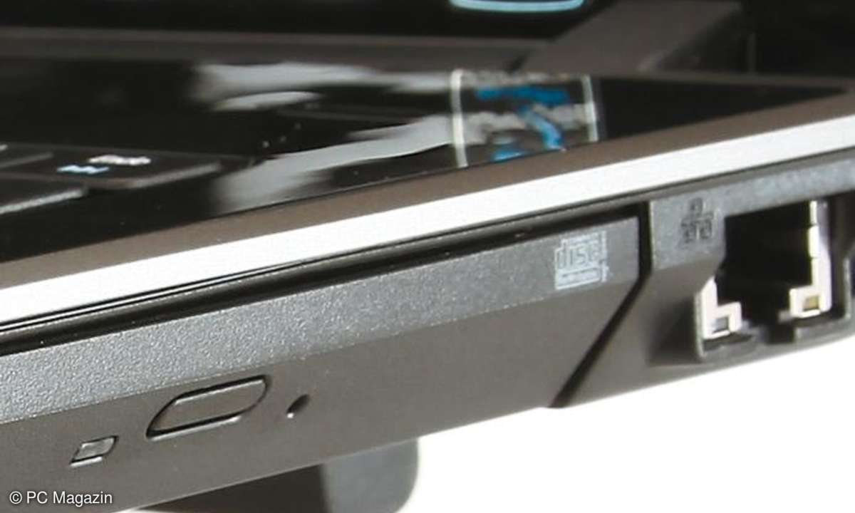 Der Auswurfknopf des Blu-ray-Combo-Laufwerks im Acer Aspire 7745G