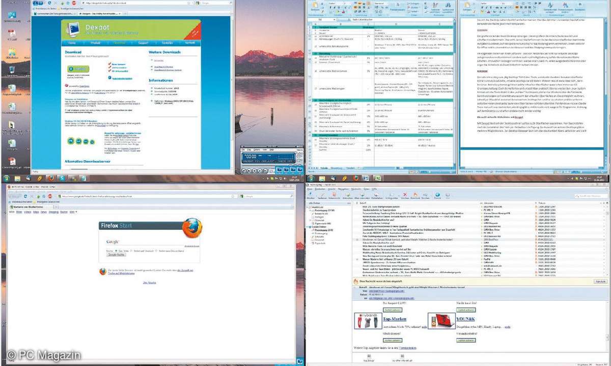 dexpot, benutzeroberfläche, desktop