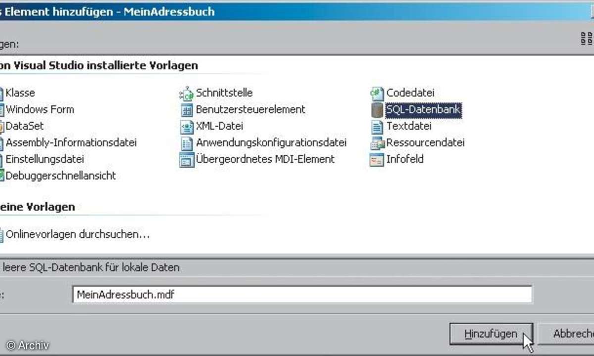 Anwendung mit Datenbankanbindung