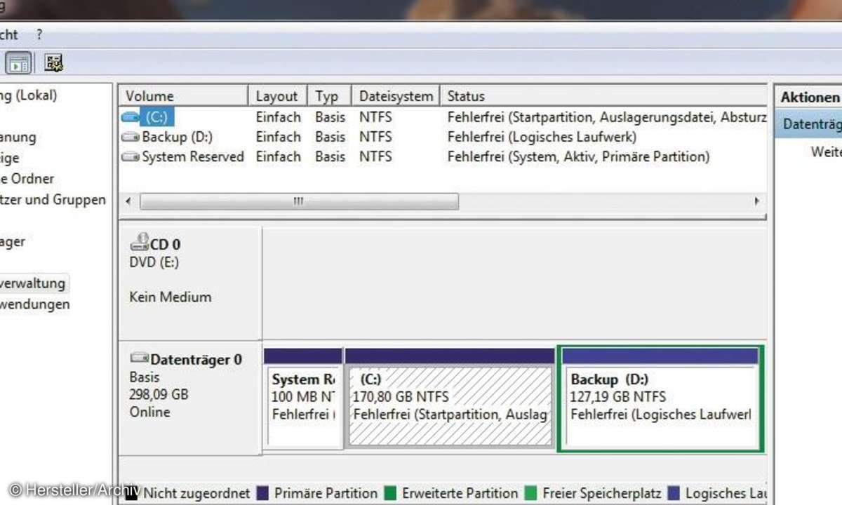 Windows Computerverwaltung Screenshot