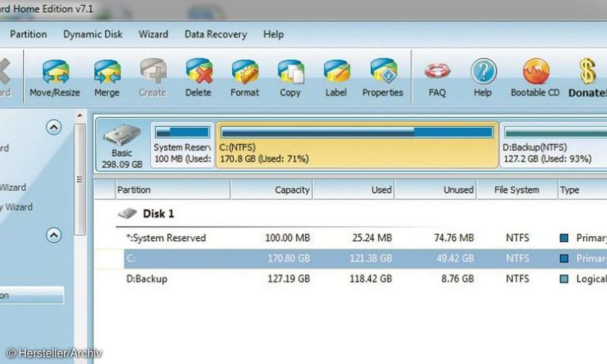 Partition Wizard Home Edition Screenshot