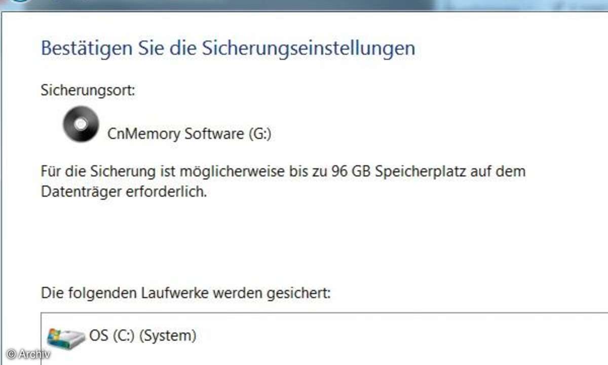 Screenshot Systemabbild, Windows 7