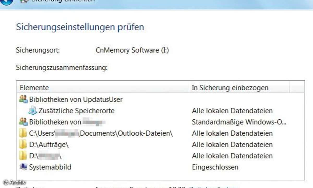Screenshot Sicherung einrichten, Windows 7
