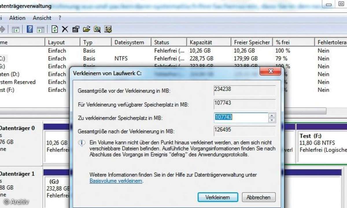 Screenshot Datenträgerverwaltung
