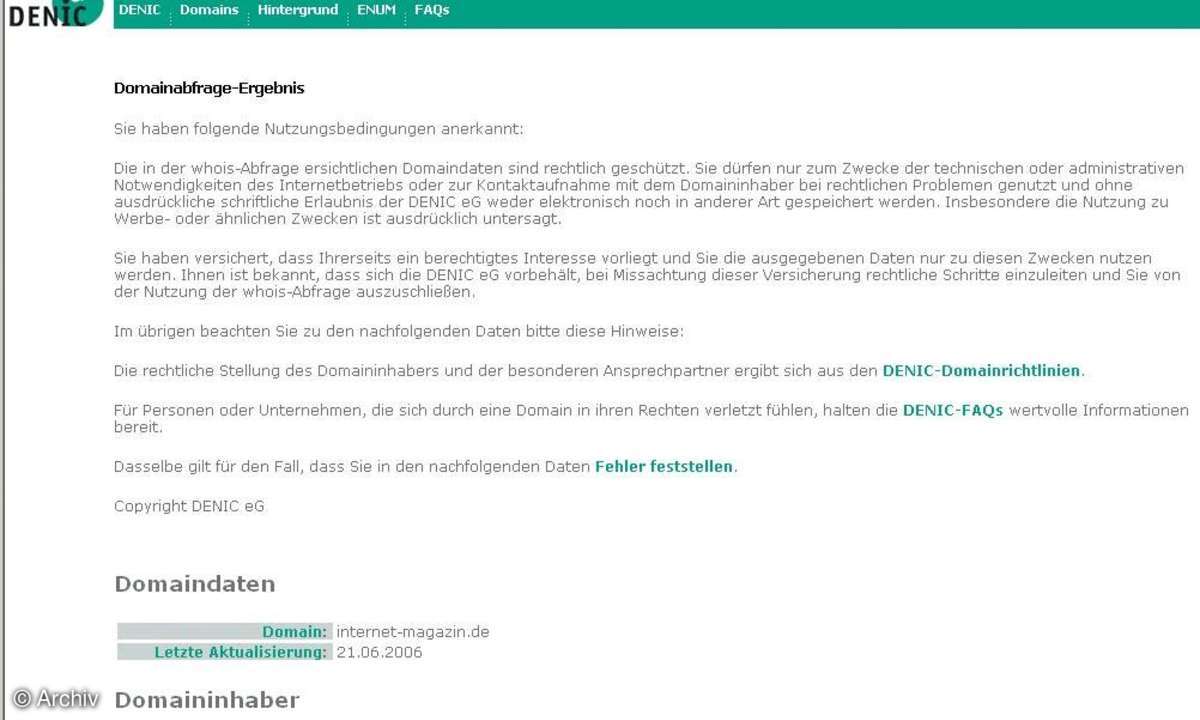 Onlinerecht: Haftung des Admin-C