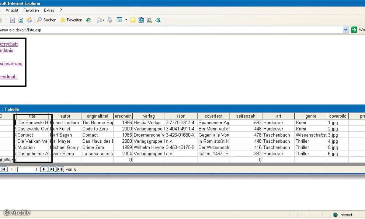 Webseiten mit ASP - Teil 2