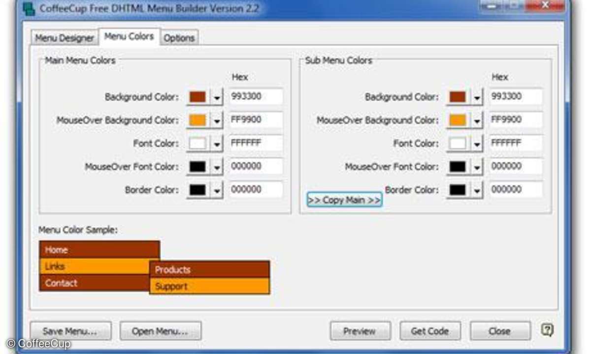CoffeeCup Free DHTML Menu Builder