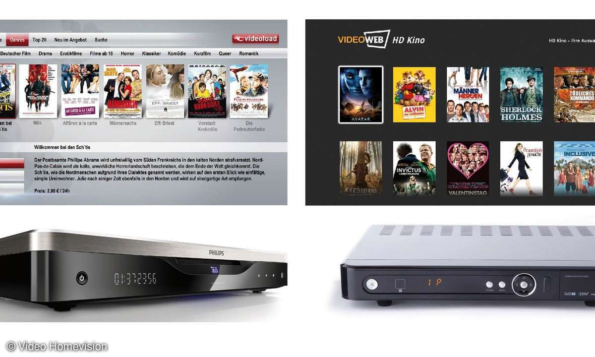 Philips (links) und VideoWeb (rechts)