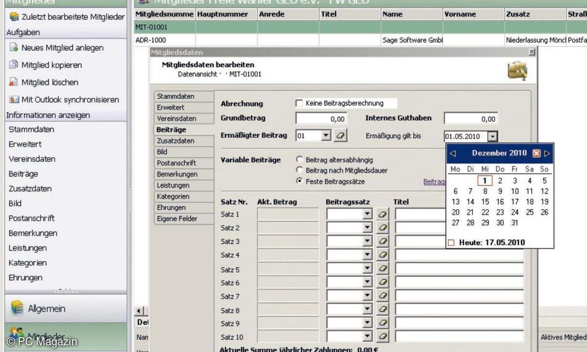 Gut eingestellt: Die meisten Vereins-Fälle deckt GS-Verein durch praktische Vorgaben ab. Die Datenübernahme aus bestehenden Programmen ist ausbaufähig.