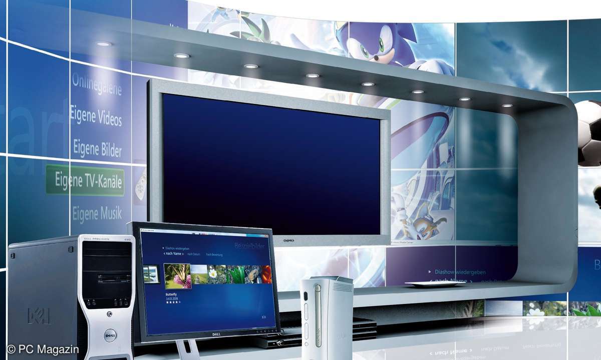 pc, fernseher, media center