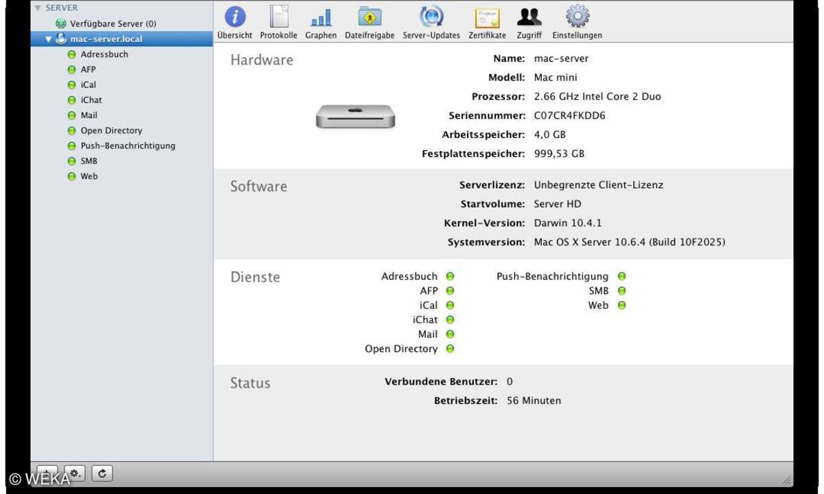 Schaltstelle des Mac Mini Servers