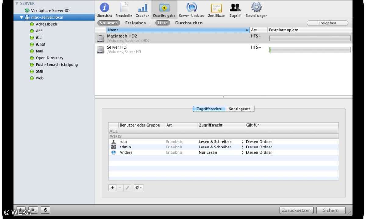 Server Admin Dateifreigabe