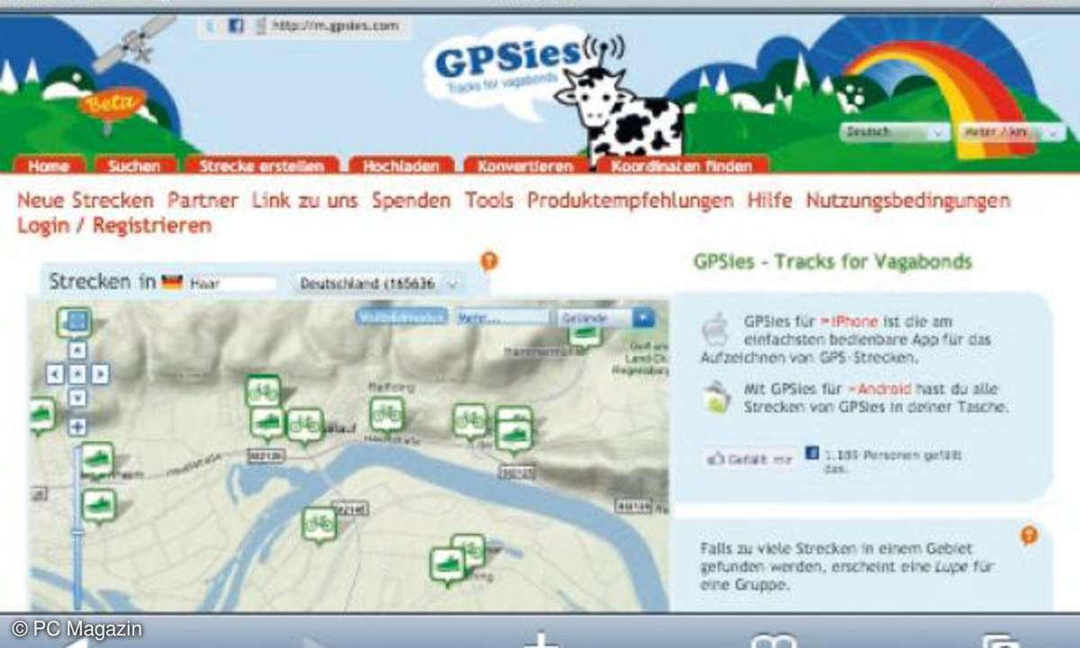 GPSies, software