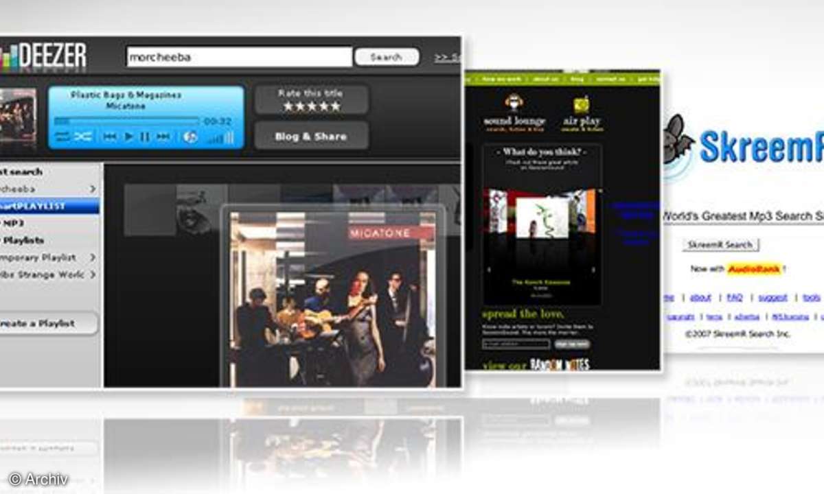 Coole Websites: Deezer.com, SkreemR.com, sessionsound.com