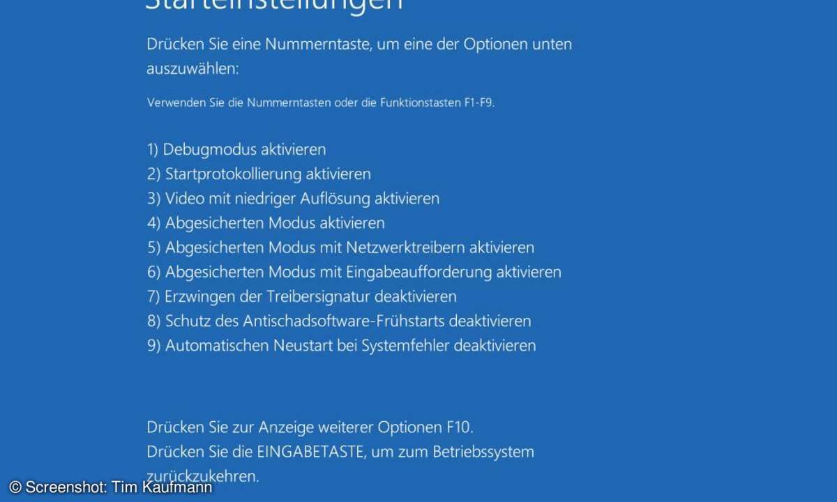 windows 8, abgesicherter Modus